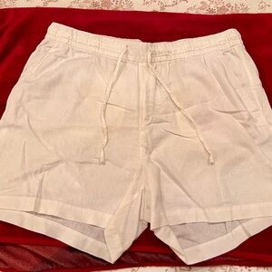 Old Navy White Elastic Waist Linen-Blend Shorts
